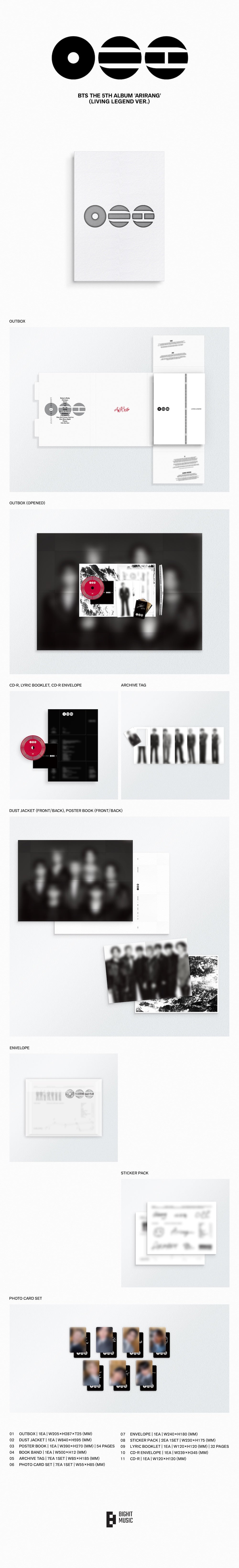 BTS ARIRANG Living Legend version album detail close up packaging