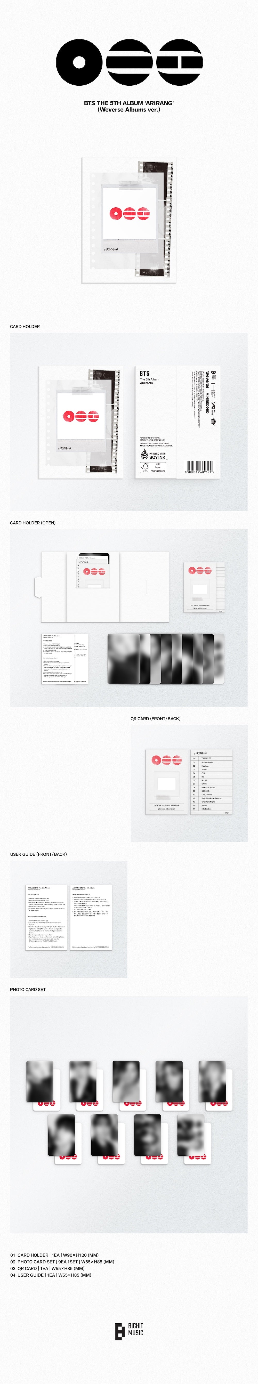 BTS ARIRANG Weverse album photocard set and card holder case