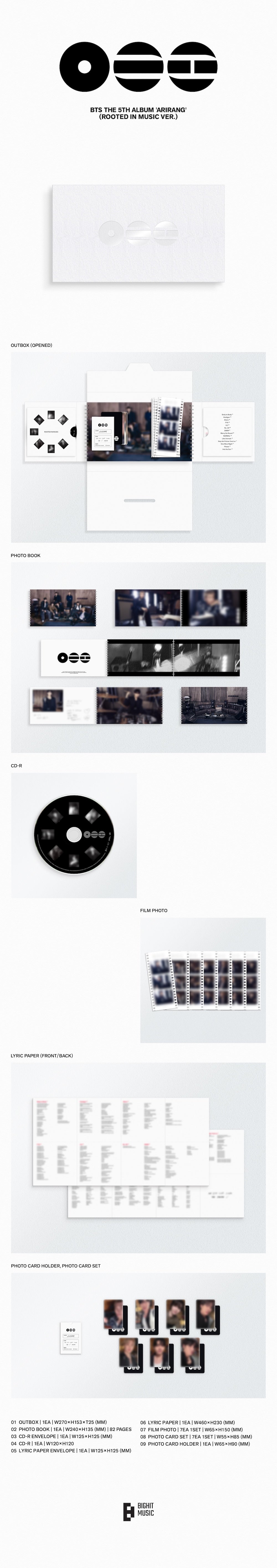 BTS ARIRANG album set flat lay official K-pop album collection