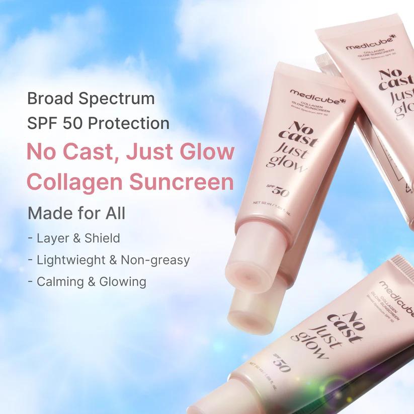 Medicube Collagen Glow Sunscreen SPF 50+ PA++++ Korean sunscreen no white cast 