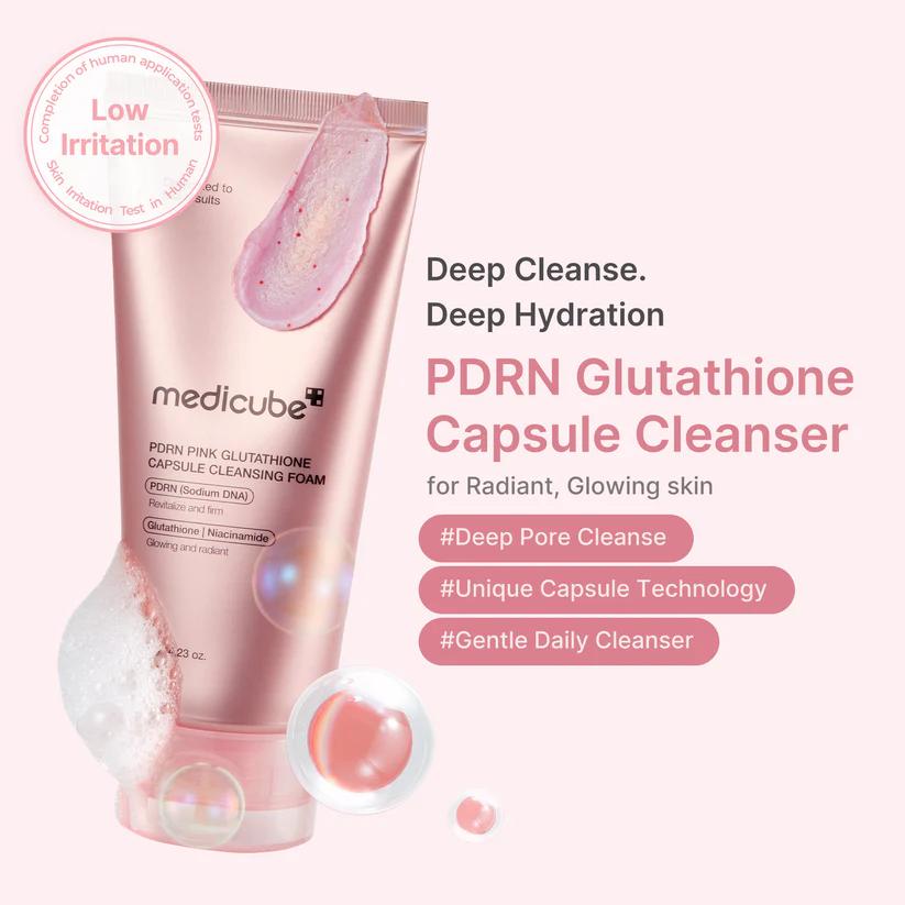 Medicube PDRN Pink Glutathione Capsule Cleansing Foam 120g Korean cleanser for glowing skin