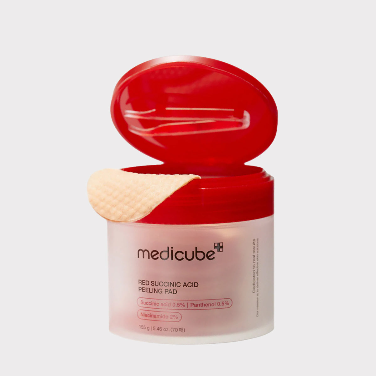 Medicube Red Suction Acid Peeling Pad with red lid on a white background exfoliating Korean skincare Kbeauty international shipping