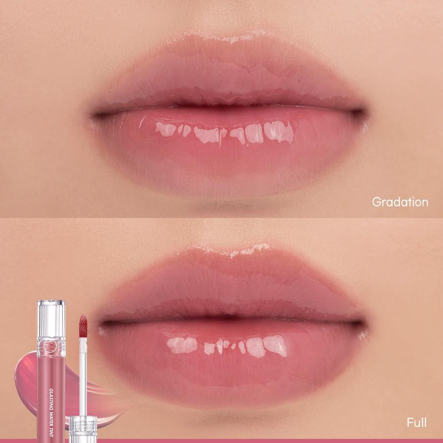 romand Glasting Water Tint #Sunset 14 mauve moon swatches Korean full and gradation application